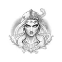 Aphrodite emerging from a seashell tattoo design idea