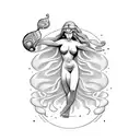 Aphrodite emerging from a seashell tattoo design idea