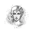 Aphrodite emerging from a seashell tattoo design idea