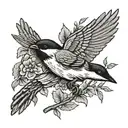 chickadee flying  tattoo design idea