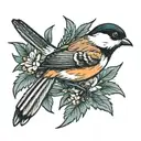 chickadee flying  tattoo design idea