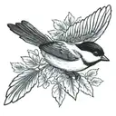 chickadee flying  tattoo design idea