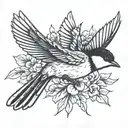 chickadee flying  tattoo design idea