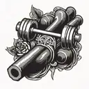 barbell and friendship symbol tattoo design idea