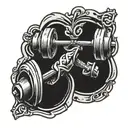 barbell and friendship symbol tattoo design idea