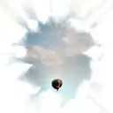 hot air balloon floating through sky from one perspective, but when flipped upside down it looks like a light bulb tattoo design idea