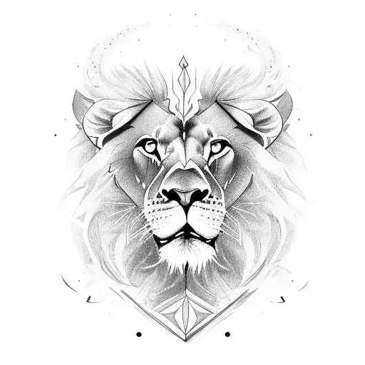 Lion with fire tattoo design idea