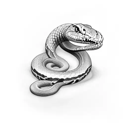 Snake born from rose tattoo design idea