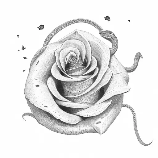Snake eating a Rose tattoo design idea
