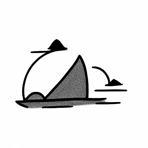 boat on the sea, with mountains on the wallpaper  tattoo design idea