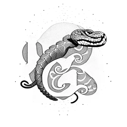 A dotwork tattoo of the word 'Arizona' written in a bold, stylized font with a silhouette of a rattlesnake intertwined in the letters tattoo design idea
