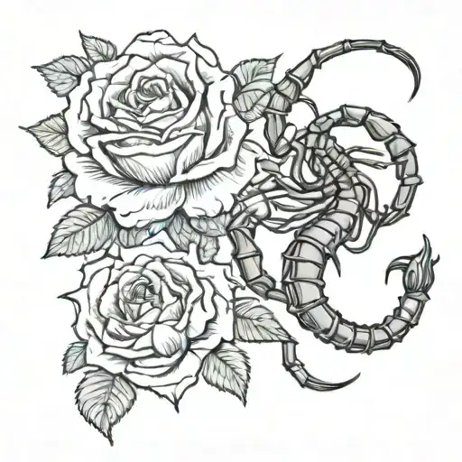 scorpion and rose   tattoo design idea