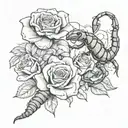scorpion and rose   tattoo design idea