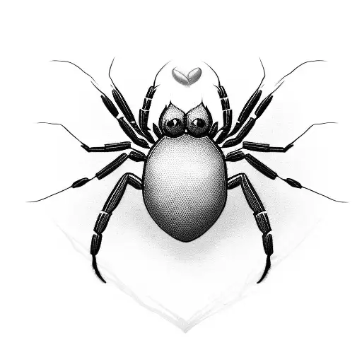 spider sinking it's fangs into a heart tattoo design idea