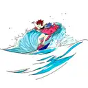 Ocean Wave color tattoo design idea