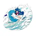 Ocean Wave color tattoo design idea