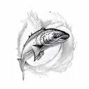 one angelic salmon and one demonic salmon tattoo design idea