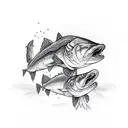 one angelic salmon and one demonic salmon tattoo design idea