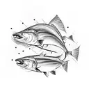 one angelic salmon and one demonic salmon tattoo design idea