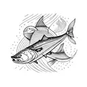 one angelic salmon and one demonic salmon tattoo design idea