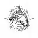 one angelic salmon and one demonic salmon tattoo design idea