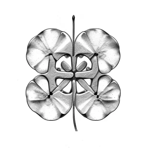 back and gray style with green 4 leaf clover tattoo design idea