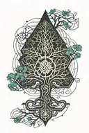cyberpunk yggdrasil tree silhouette tattoo design idea