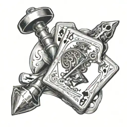 jack playing card and hammer  tattoo design idea