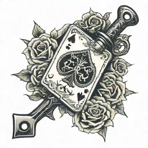 jack playing card with hammer screwdriver and screw tattoo design idea