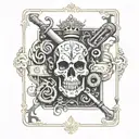 jack playing card featuring tools forming the shape tattoo design idea