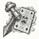 jack playing card and hammer  tattoo design idea
