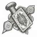 jack playing card and hammer  tattoo design idea