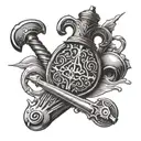 jack playing card with hammer screwdriver and screw tattoo design idea