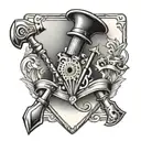 jack playing card with hammer screwdriver and screw tattoo design idea