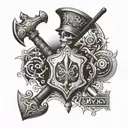 jack playing card with hammer screwdriver and screw tattoo design idea