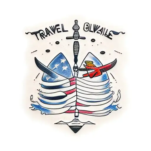 travel kayaking diving couple  tattoo design idea