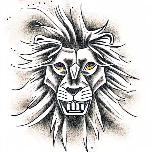 Alone, dead, lion, angry tattoo design idea