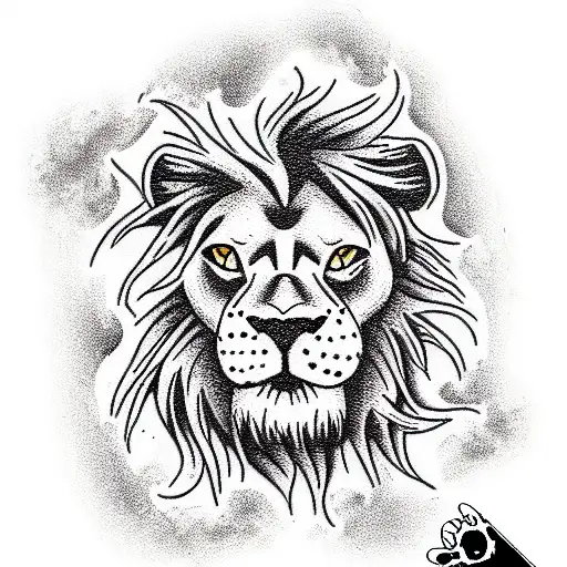 Alone, dead, lion, angry, 4k, 40mm tattoo design idea