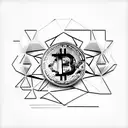 Bitcoin logo with a minimalist twist tattoo design idea