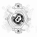 Bitcoin logo with a minimalist twist tattoo design idea