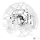 Bitcoin logo with a minimalist twist tattoo design idea