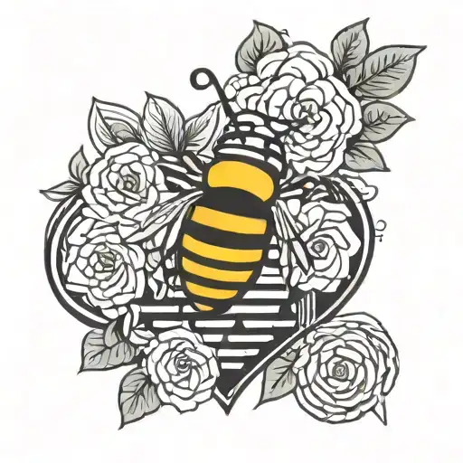heart shaped beehive tattoo design idea