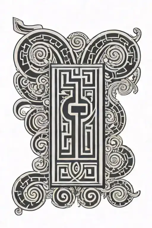 greek key pattern inspired tattoo design idea