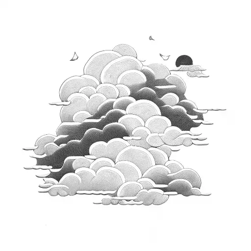 traditional japanese clouds tattoo design idea