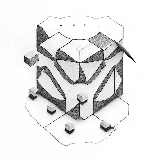 kid with rubic cube on head and stick on hend tattoo design idea