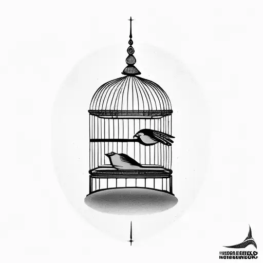 bird cage tattoo design idea