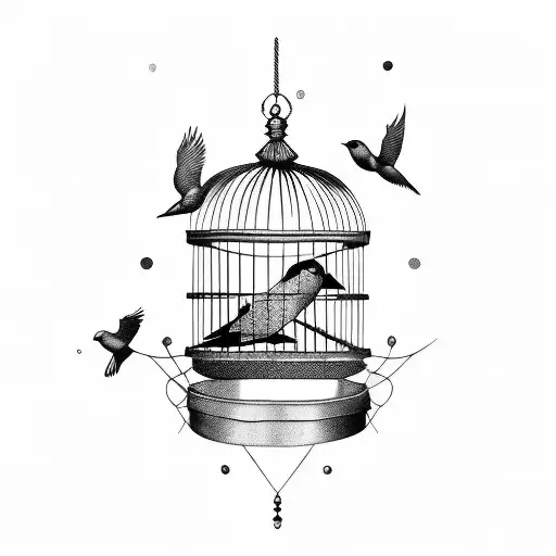 bird flying out of cage tattoo