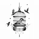 bird cage tattoo design idea
