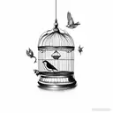 bird cage tattoo design idea