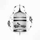 bird cage tattoo design idea